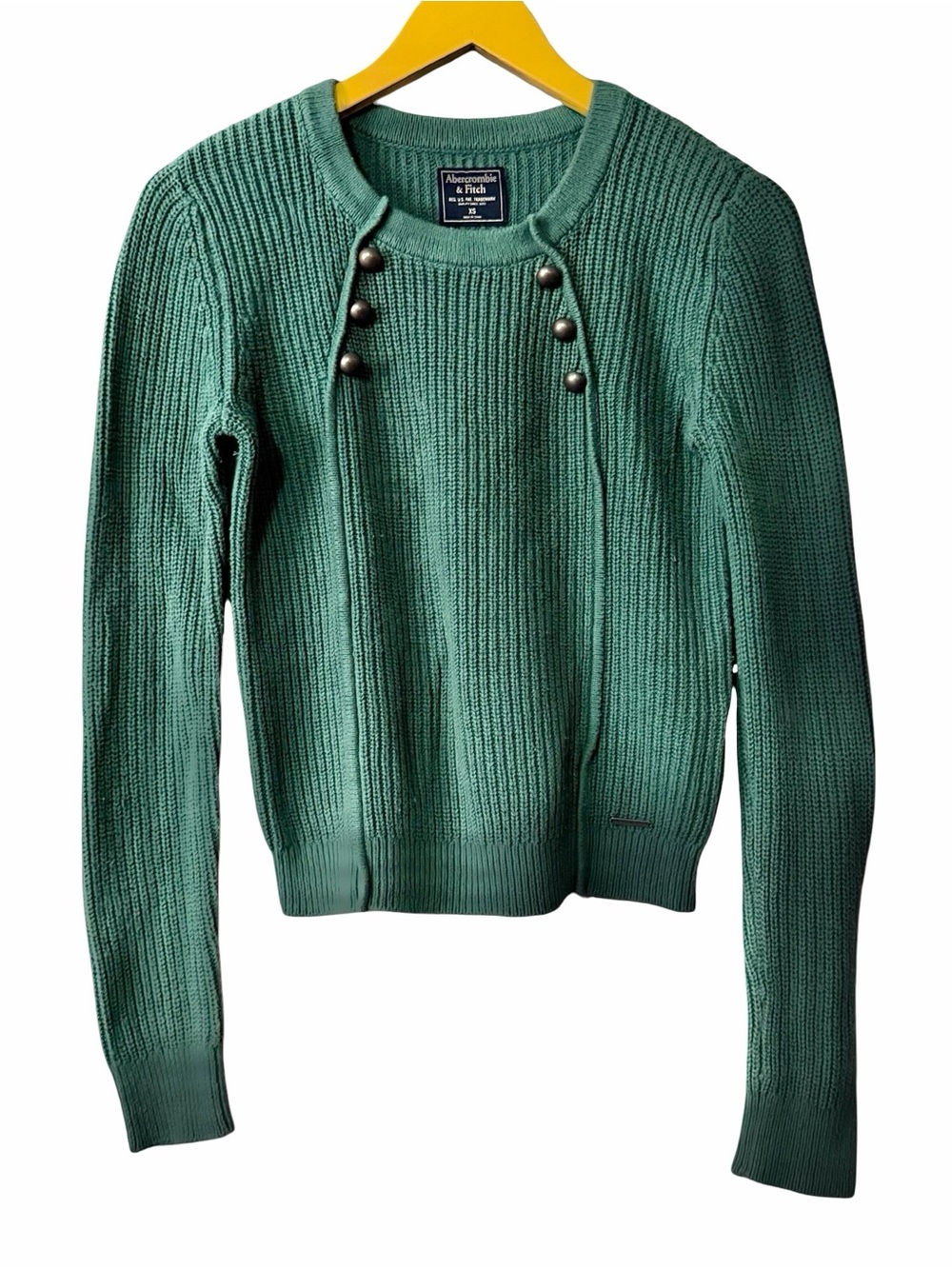 Abercrombie & Fitch Green Ribbed Knit Sweater XS